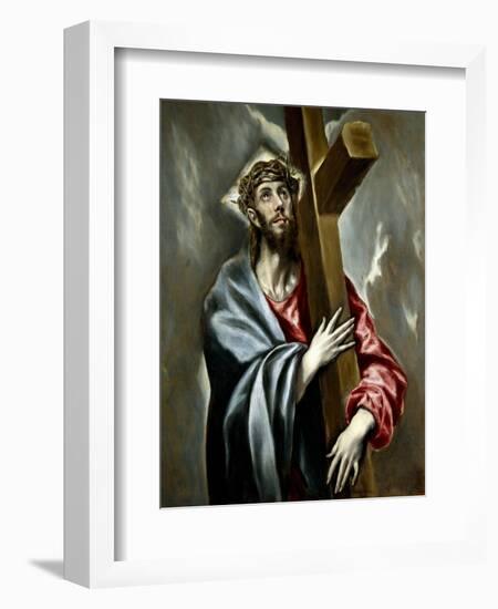 Christ Clasping the Cross, Ca. 1602-El Greco-Framed Giclee Print