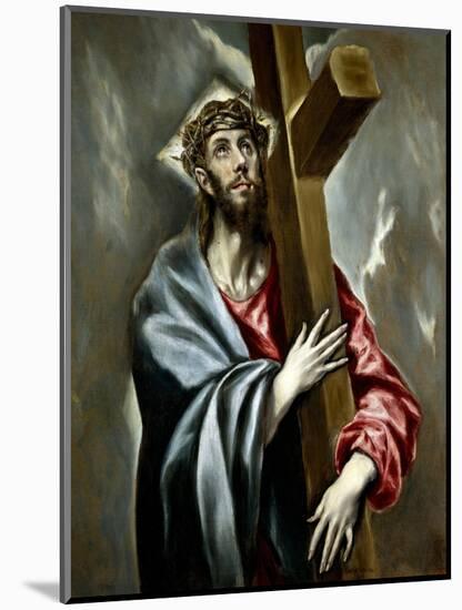 Christ Clasping the Cross, Ca. 1602-El Greco-Mounted Giclee Print