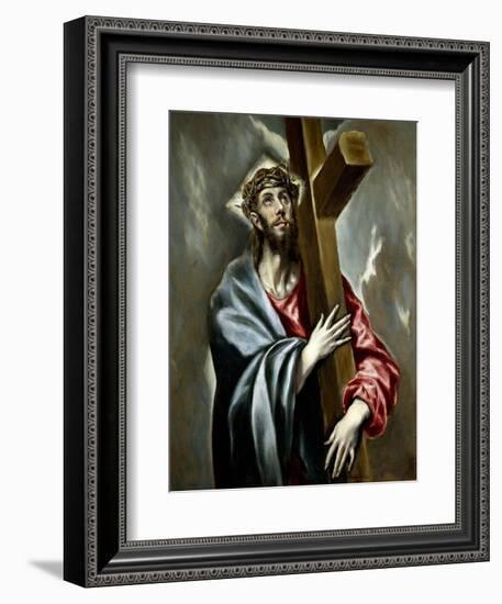 Christ Clasping the Cross, Ca. 1602-El Greco-Framed Giclee Print