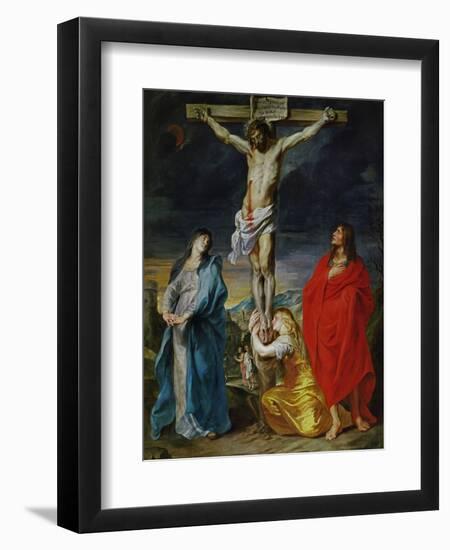 Christ Crucified with the Virgin, Saint John and Mary Magdalene-Sir Anthony Van Dyck-Framed Premium Giclee Print