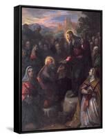 Christ Delivering the Keys to St. Peter with St. Jacinta and St. Justina of Padua-Domenico Tintoretto-Framed Stretched Canvas