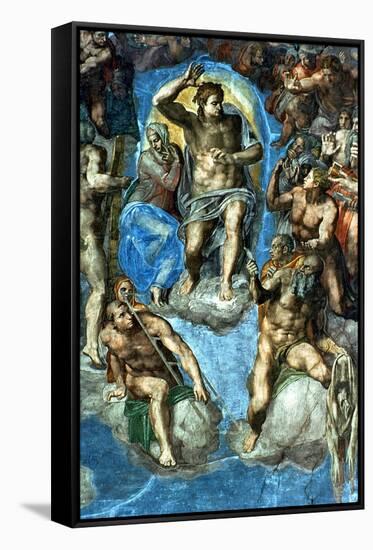 Christ, Detail from "The Last Judgement," in the Sistine Chapel, 16th Century-Michelangelo Buonarroti-Framed Stretched Canvas