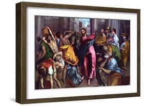 Christ Drives the Dealers from the Temple-El Greco-Framed Art Print