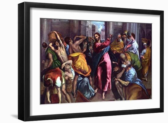 Christ Drives the Dealers from the Temple-El Greco-Framed Art Print