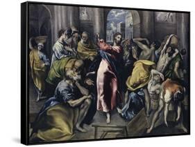 Christ Driving Moneychangers from Temple-El Greco-Framed Stretched Canvas