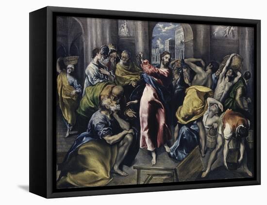 Christ Driving Moneychangers from Temple-El Greco-Framed Stretched Canvas