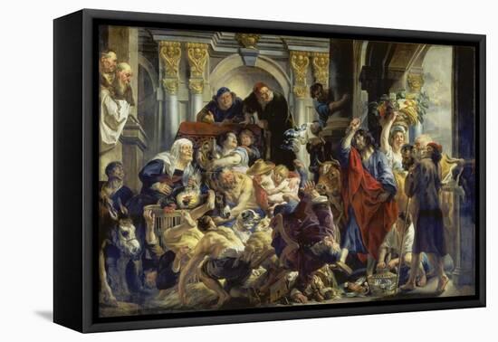 Christ Driving the Merchants from the Temple-Jacob Jordaens-Framed Stretched Canvas