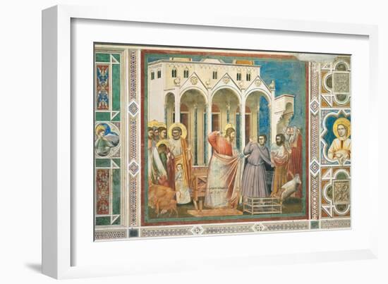 Christ Driving the Money changers from the Temple-Giotto di Bondone-Framed Art Print