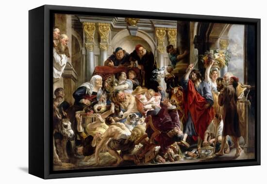 Christ Driving the Money Changers from the Temple-Jacob Jordaens-Framed Stretched Canvas