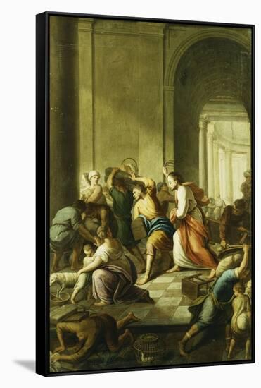 Christ Driving the Money-Changers from the Temple-School of Eustache Le Sueur-Framed Stretched Canvas