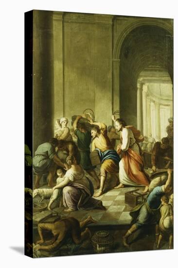 Christ Driving the Money-Changers from the Temple-School of Eustache Le Sueur-Stretched Canvas