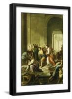 Christ Driving the Money-Changers from the Temple-School of Eustache Le Sueur-Framed Giclee Print