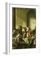 Christ Driving the Money-Changers from the Temple-School of Eustache Le Sueur-Framed Giclee Print