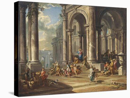 Christ Driving the Money Changers from the Temple-Giovanni Paolo Panini-Stretched Canvas