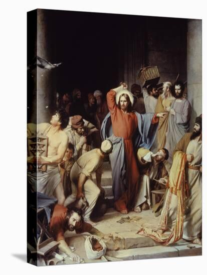 Christ Driving the Money Changers Out of Temple-Carl Bloch-Stretched Canvas