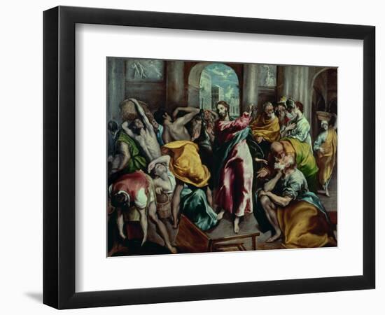 Christ Driving the Moneylenders from the Temple, 1600-El Greco-Framed Premium Giclee Print