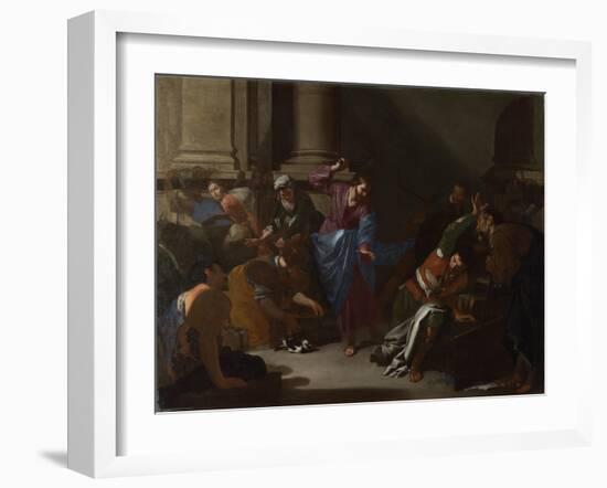 Christ Driving the Traders from the Temple, C. 1645-Bernardo Cavallino-Framed Giclee Print