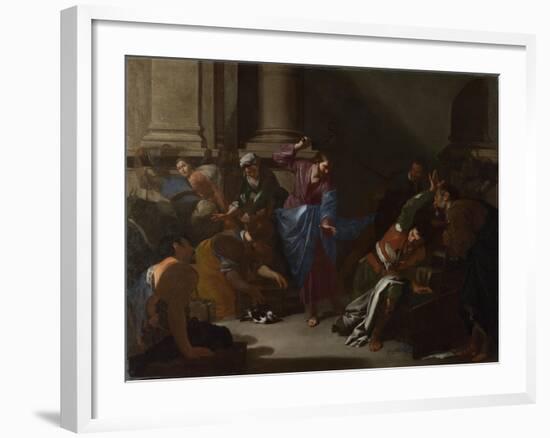 Christ Driving the Traders from the Temple, C. 1645-Bernardo Cavallino-Framed Giclee Print