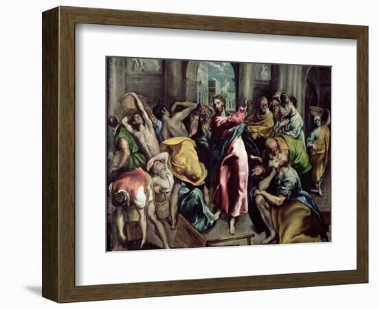 Christ Driving the Traders from the Temple, circa 1600-El Greco-Framed Giclee Print