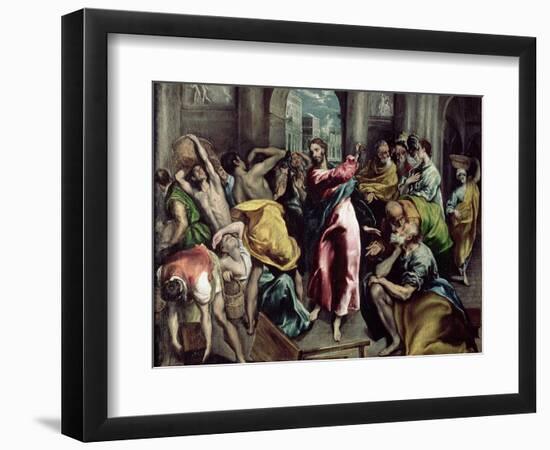 Christ Driving the Traders from the Temple, circa 1600-El Greco-Framed Giclee Print