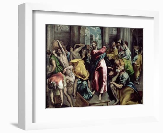 Christ Driving the Traders from the Temple, circa 1600-El Greco-Framed Giclee Print