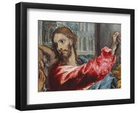 Christ Driving the Traders from the Temple, Detail of Christ, C.1600-El Greco-Framed Giclee Print