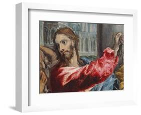 Christ Driving the Traders from the Temple, Detail of Christ, C.1600-El Greco-Framed Giclee Print