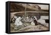 Christ Eating with His Disciples-James Tissot-Framed Stretched Canvas