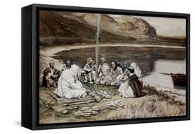 Christ Eating with His Disciples-James Tissot-Framed Stretched Canvas