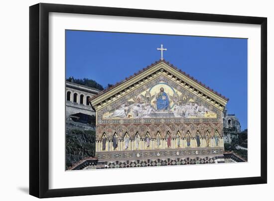 Christ Enthroned, Detail from Facade of St Andrew's Cathedral, Amalfi, Campania, Italy-null-Framed Premium Giclee Print