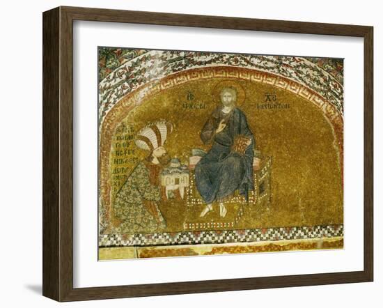 Christ Enthroned; Grand Logothete Theodore Metochites Presents the Model of the Hora Church-null-Framed Giclee Print