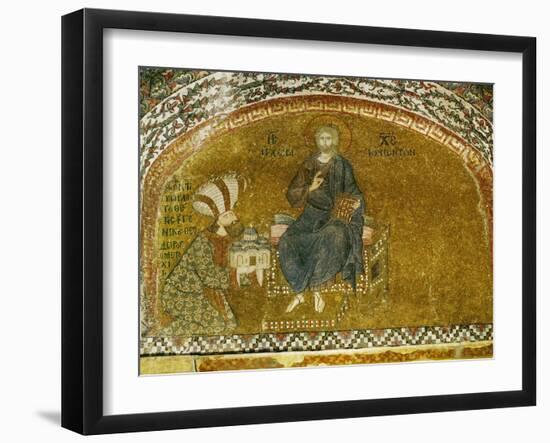 Christ Enthroned; Grand Logothete Theodore Metochites Presents the Model of the Hora Church-null-Framed Giclee Print
