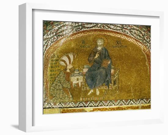 Christ Enthroned; Grand Logothete Theodore Metochites Presents the Model of the Hora Church-null-Framed Giclee Print