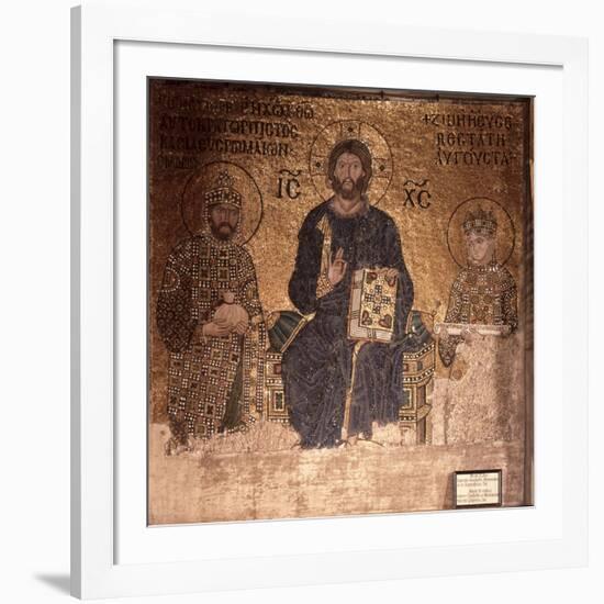 Christ Enthroned with Constantine XI and Empress Zoe-null-Framed Giclee Print