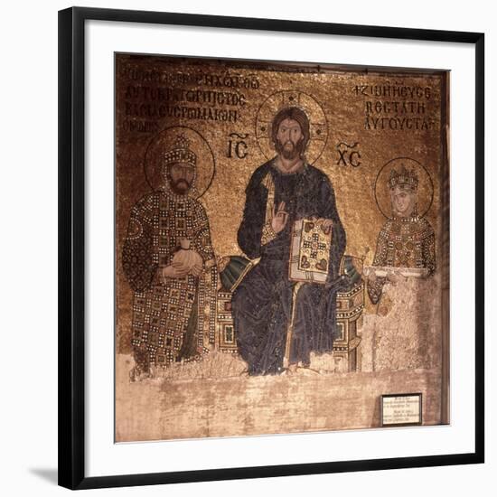 Christ Enthroned with Constantine XI and Empress Zoe-null-Framed Giclee Print