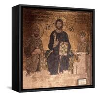 Christ Enthroned with Constantine XI and Empress Zoe-null-Framed Stretched Canvas