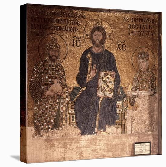 Christ Enthroned with Constantine XI and Empress Zoe-null-Stretched Canvas