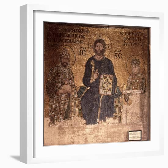 Christ Enthroned with Constantine XI and Empress Zoe-null-Framed Giclee Print