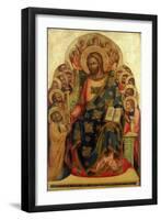 Christ Enthroned with Saints and Angels Handing the Key to St. Peter-Veneziano Lorenzo-Framed Giclee Print