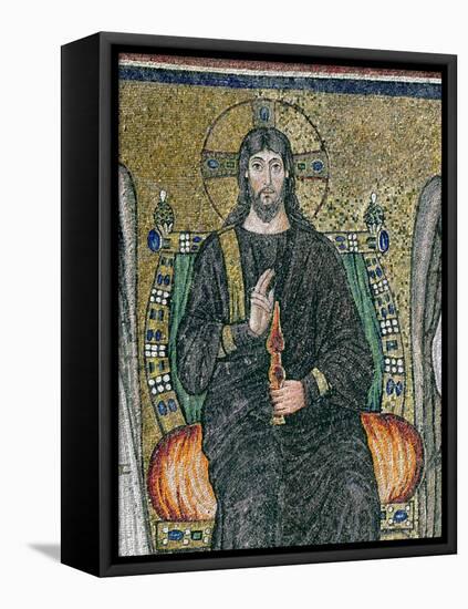 Christ Enthroned with the Angels-Byzantine School-Framed Stretched Canvas
