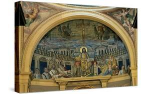 Christ Enthroned With the Apostles, 4th c. mosaic, Santa Prassede Basilica, Rome, Italy-null-Stretched Canvas