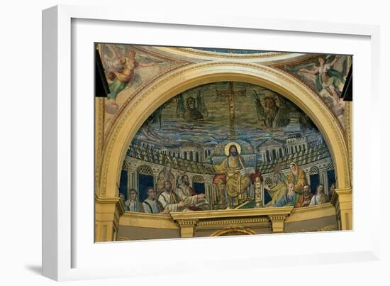 Christ Enthroned With the Apostles, 4th c. mosaic, Santa Prassede Basilica, Rome, Italy-null-Framed Art Print