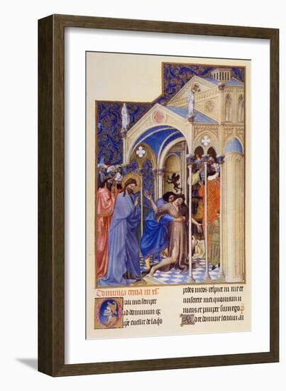 Christ Exorcising a Demon from a Possessed Youth, from "Tres Riches Heures" of Jean, Duke of Berry-null-Framed Giclee Print