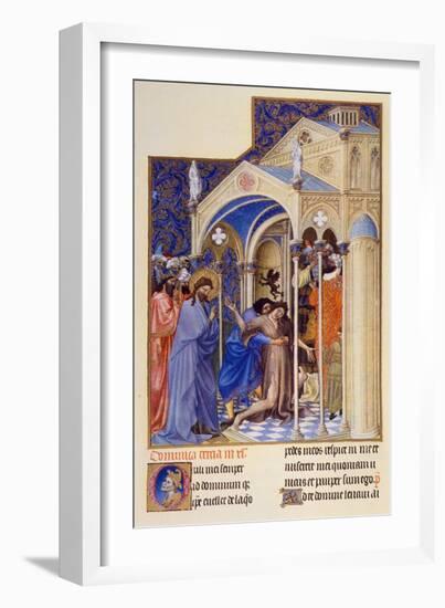 Christ Exorcising a Demon from a Possessed Youth, from "Tres Riches Heures" of Jean, Duke of Berry-null-Framed Giclee Print