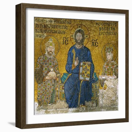 Christ Flanked by Emperor Constantine IX (1042-1054) and His Wife the Empress Zoe-null-Framed Giclee Print