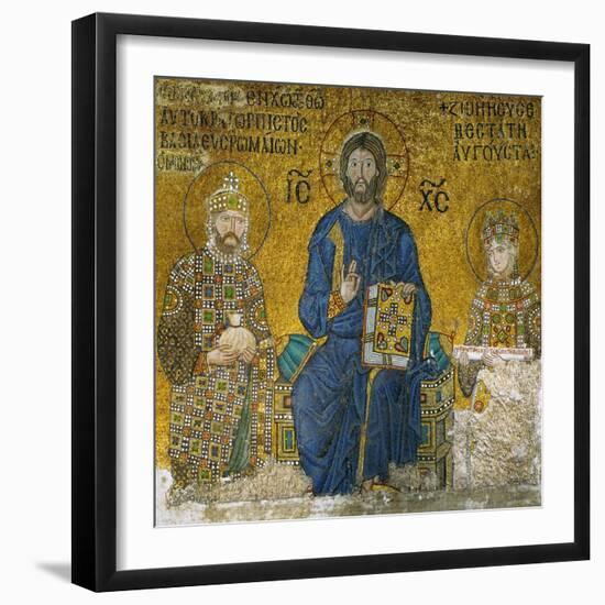 Christ Flanked by Emperor Constantine IX (1042-1054) and His Wife the Empress Zoe-null-Framed Giclee Print