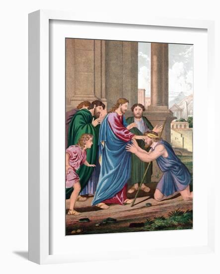 Christ Giving Sight to the Man Born Blind, Mid 19th Century-null-Framed Giclee Print