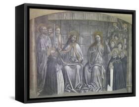 Christ Giving World to Saint Dominic in Presence of Virgin Mary-Carlo Brancaccio-Framed Stretched Canvas