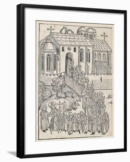 Christ Greeting a Pilgrim, C.1491-Michael Wolgemut-Framed Giclee Print