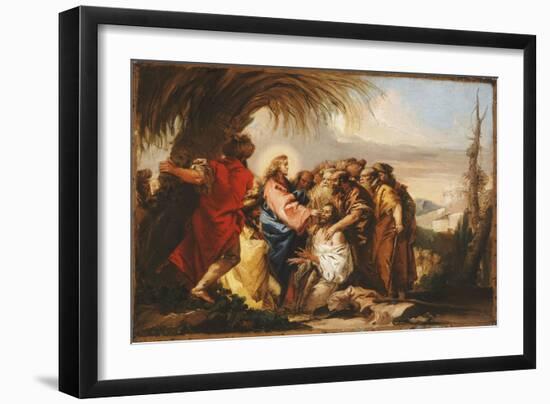 Christ Healing the Blind Man-Giovanni Domenico Tiepolo-Framed Giclee Print